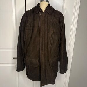 Vintage LL Bean Leather Chore Jacket Coat Thinsulate Brown Size M